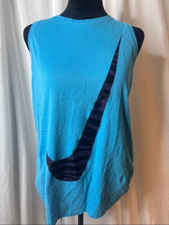 Nike Tops - Nike Turquoise Muscle Tee with Navy Zebra Swoosh